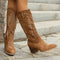 Embroidered women's cowboy boots with pointed toes and medium heels