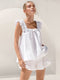 Blouse Femme Coton Blanc à Volants pour Été