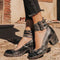 Bottines en cuir noir à talons pour femme élégante