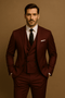 Ensemble de costumes pour hommes en polyester, 3 pièces, veste, gilet et pantalon pour l'automne, idéal pour le mariage et les affaires