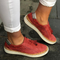 Czerwone skórzane buty damskie, styl casual