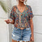 Women's Bohemian Blouse in Colorful Paisley Printed Cotton