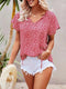 Blusa Donna Rossa a Fiori, Estate, Casual, Leggera
