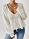 Pull blanc avec volants et cordon de serrage à l'ourlet - Édition Automne