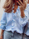 FrenchLauren - blouse décontractée à manches longues, col en V, spéciale automne