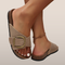 Women's flip-flops with buckle closure - Cork sole and crossed straps
