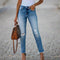 Pantalon bleu déchiré Pour Femme | Lässig
